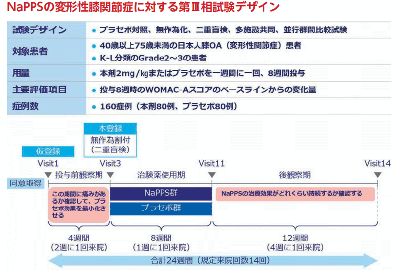 NaPPSの変形性膝関節症に対する第Ⅲ相試験デザイン